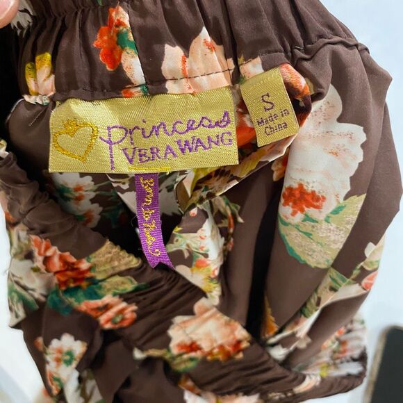 Princess Vera Wang Women’s Small Brown Floral Pleated Skirt - Picture 3 of 6